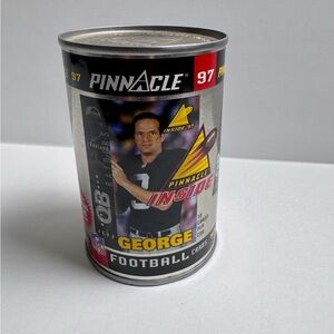 1997 Pinnacle Football Card in a can Jeff George.
Can Factory Sealed.